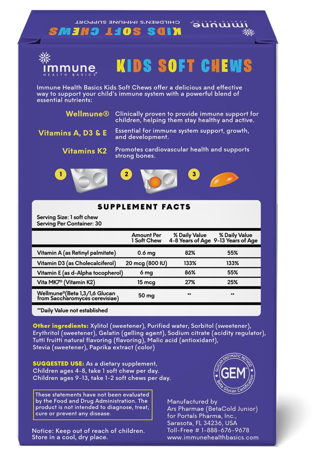 Immune Health Basics Wellmune soft chews close-up highlighting allergen-free option.