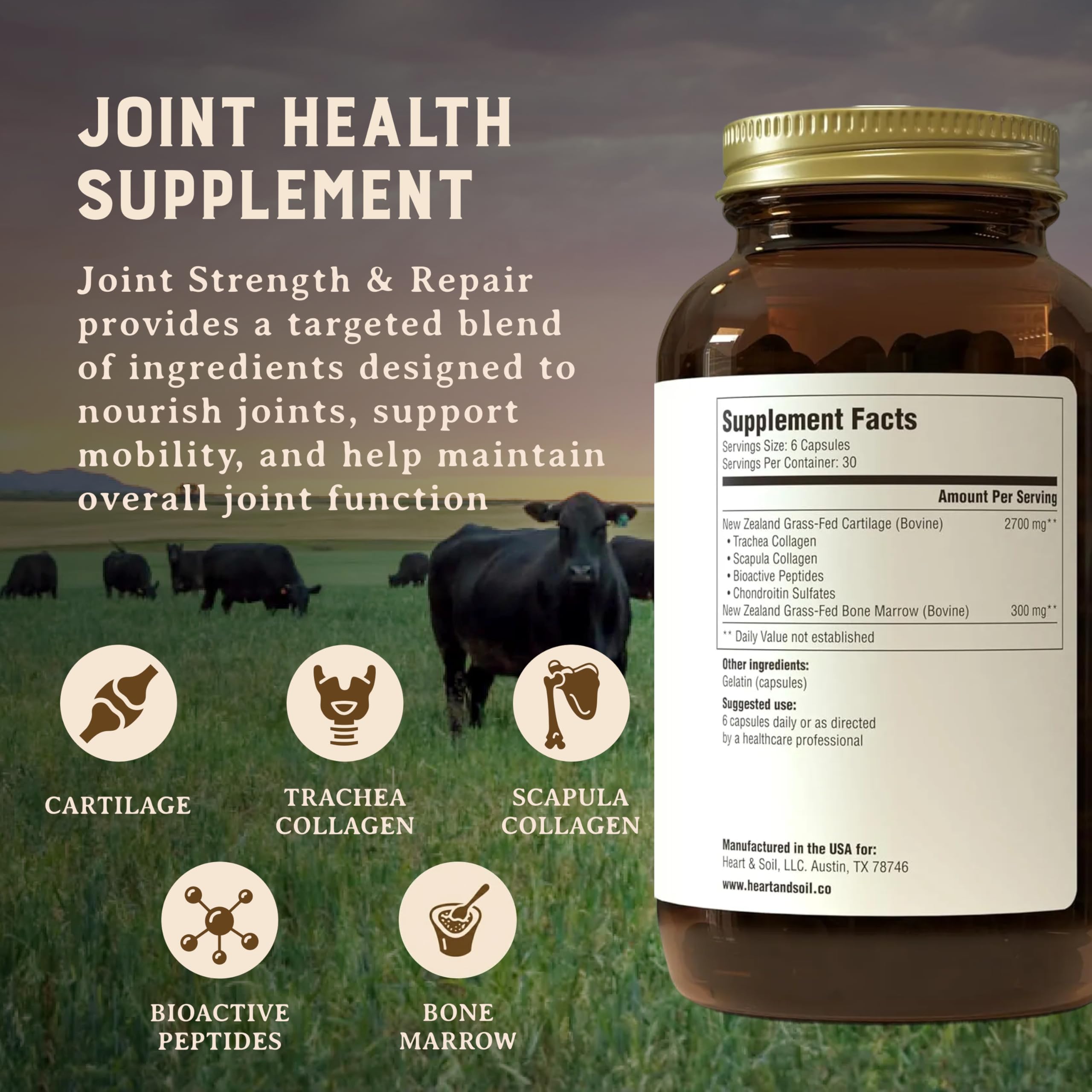 Heart & Soil immune-peptides label suggesting resilience and wellness