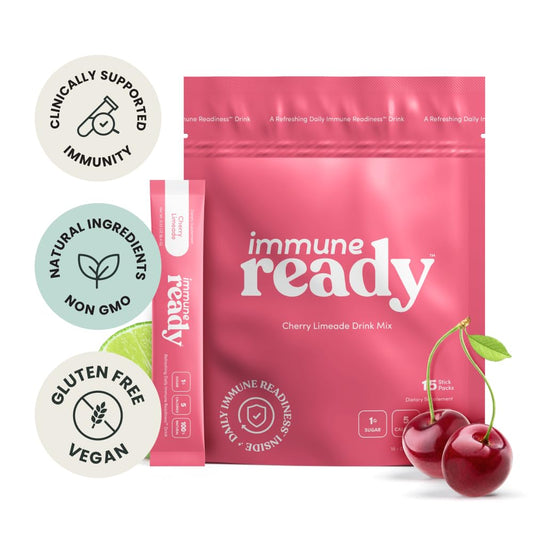 Immune Ready cherry limeade single serve packet for quick hydration
