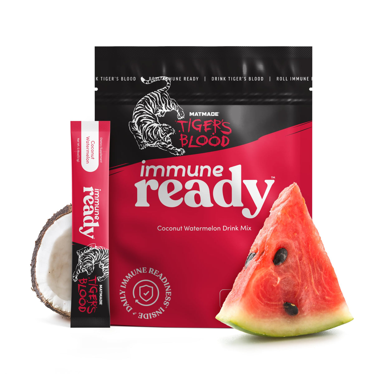 Immune Ready electrolytes packaging for convenient daily hydration and immune support.