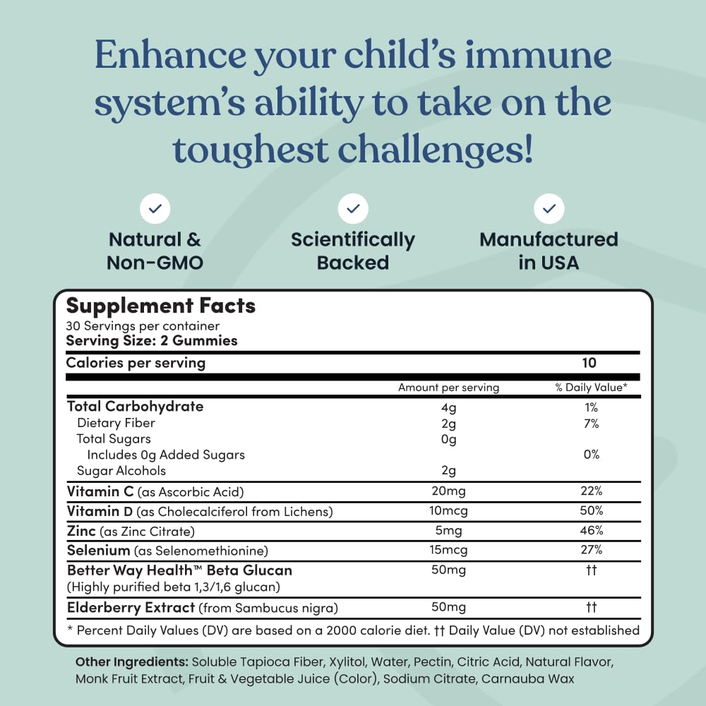 Immune Ready gummies nutrition facts label highlights sugar-free formula.