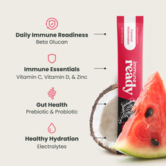 Immune Ready travel-friendly single-serve packs ideal for busy days.