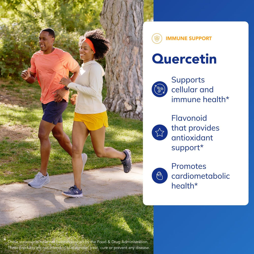 Quercetin bottle ready for immune and cellular health routines.
