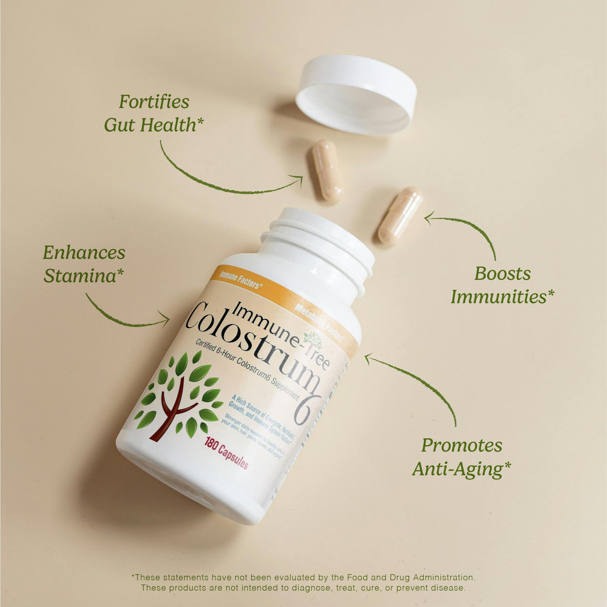 Immune-Tree capsules pouring to show easy daily supplement use