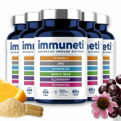 Immuneti Advanced Immune Support bottle promotes daily wellness for busy lifestyles.