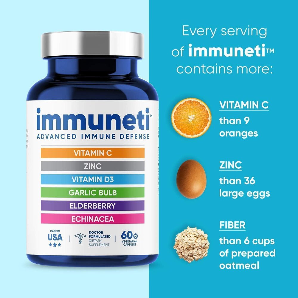 Immuneti vitamin C and zinc capsules for easy daily immune maintenance
