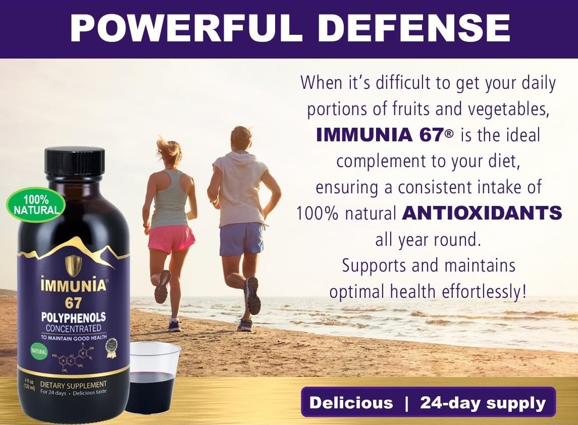 Immunia 67 Polyphenols haskap bottle with high polyphenol content for vitality.