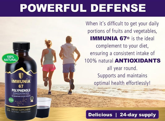 Immunia 67 Polyphenols haskap bottle with high polyphenol content for vitality.