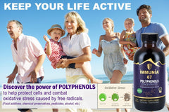 Immunia 67 Polyphenols measuring cup shows precise 5 ml dosing.
