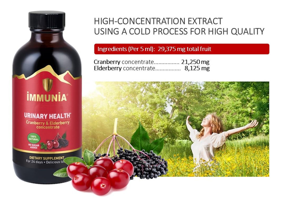 Close-up of cranberry and elderberry ingredients in Immunia concentrate