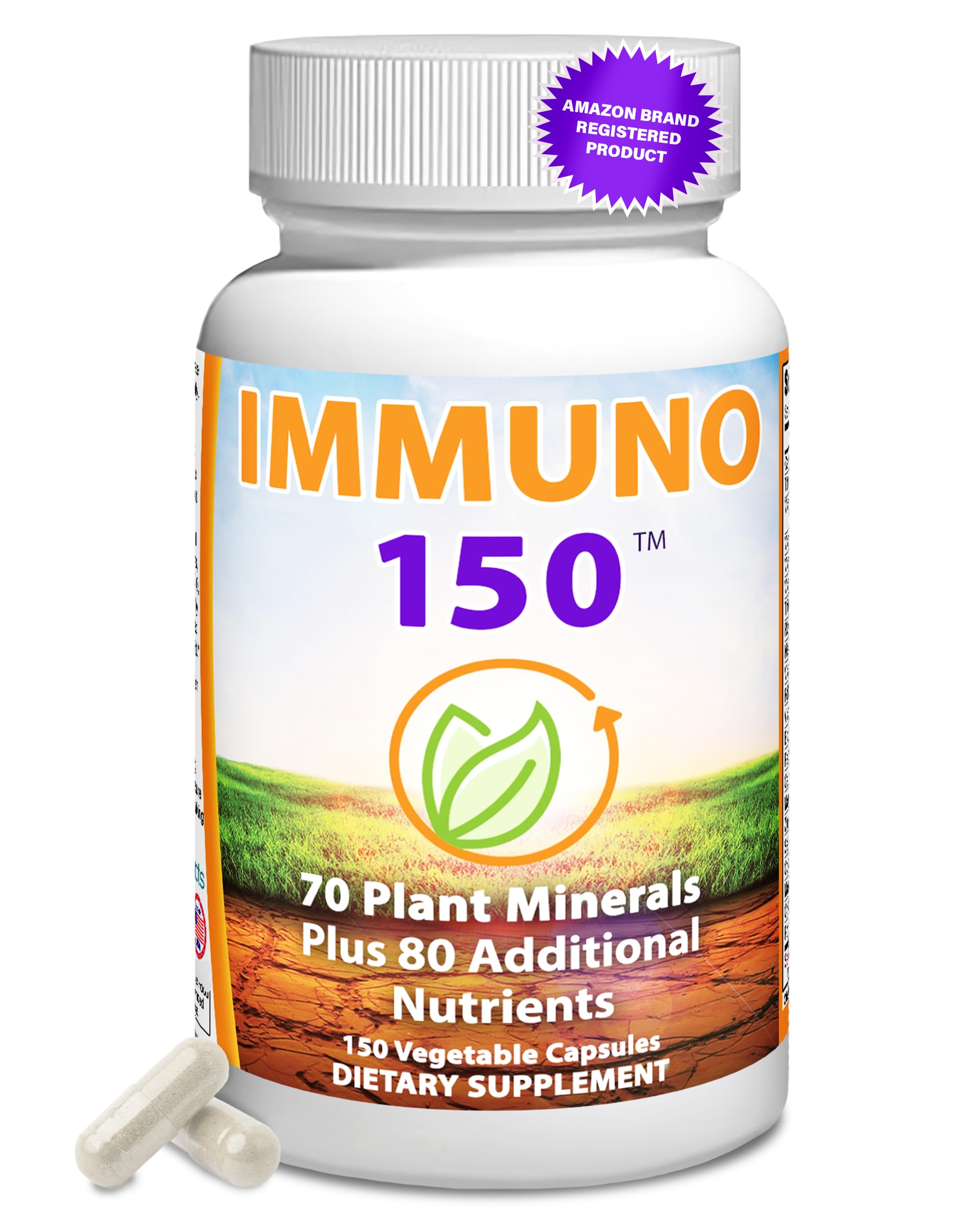 Immuno 150 bottle front view highlighting complete immune support formula for daily vitality