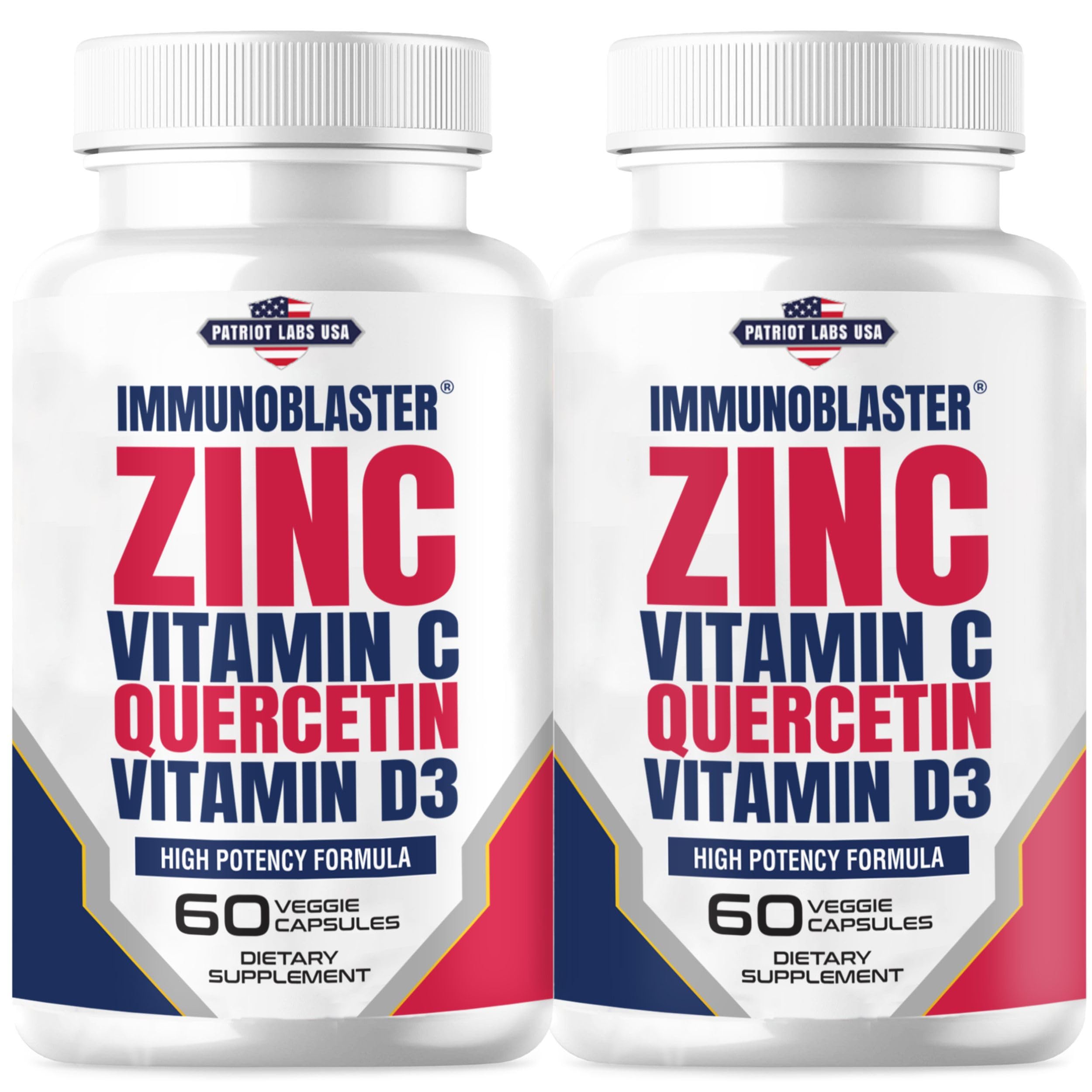 IMMUNO BLASTER zinc quercetin vitamin C 800 mg + D3 bottle for daily immune support