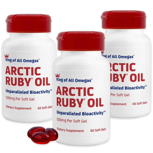 Immunocorp Arctic Ruby Oil bottle on shelf signaling heart and immune support.