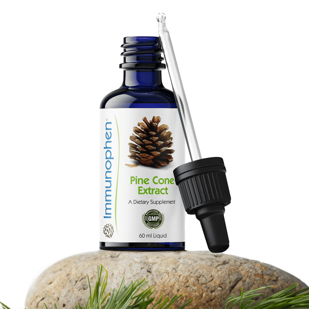 Close-up of Immunophen label emphasizes natural ingredients for health.