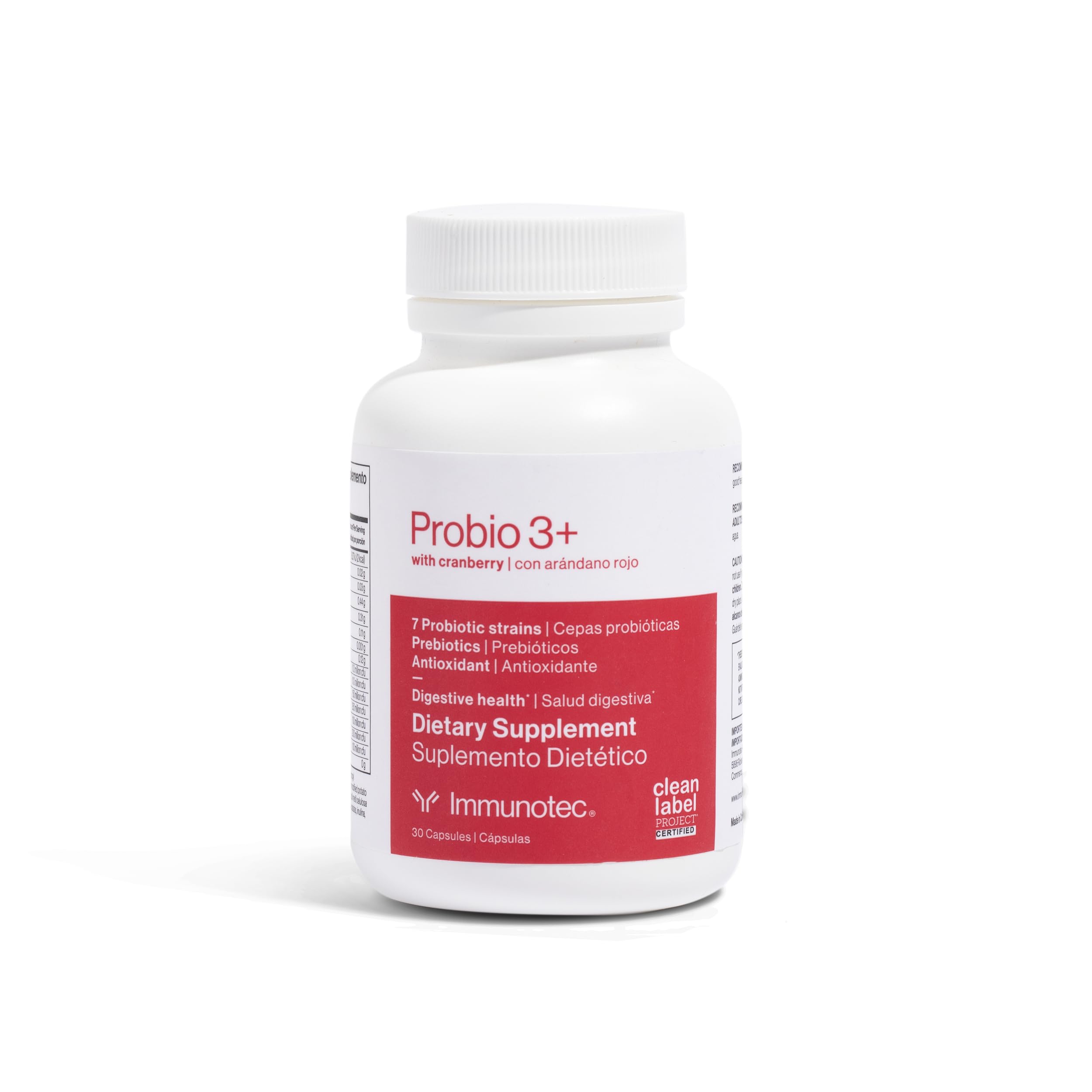Immunotec PROBIO 3+ with Cranberry bottle, highlighting a gut-friendly synbiotic routine