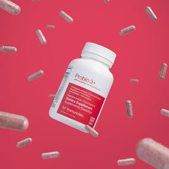 Immunotec PROBIO 3+ label image emphasizes cranberry extract and balanced microbiome support