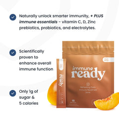 Immune Ready glass with Peach Mango drink ready to enjoy.
