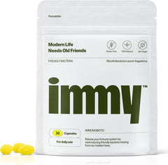 IMMY immune supplement bottle front promotes a simple daily immune support ritual.