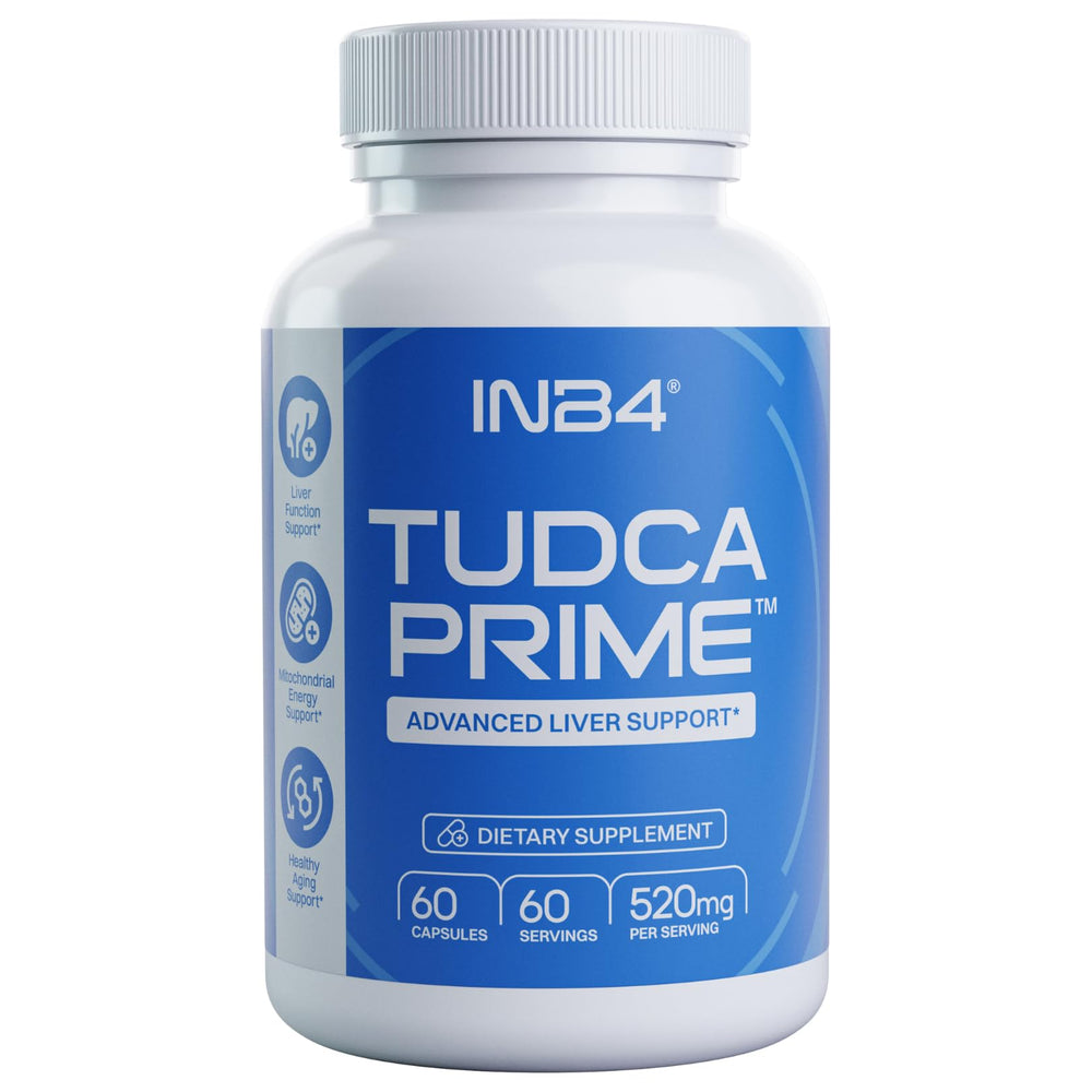 INB4 Tudca Prime bottle front view for convenient liver support supplementation.