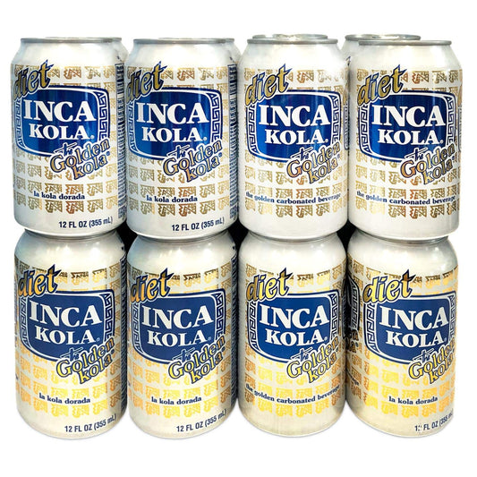 Inca Kola Diet Soda 12 oz can with golden fizz and low sodium