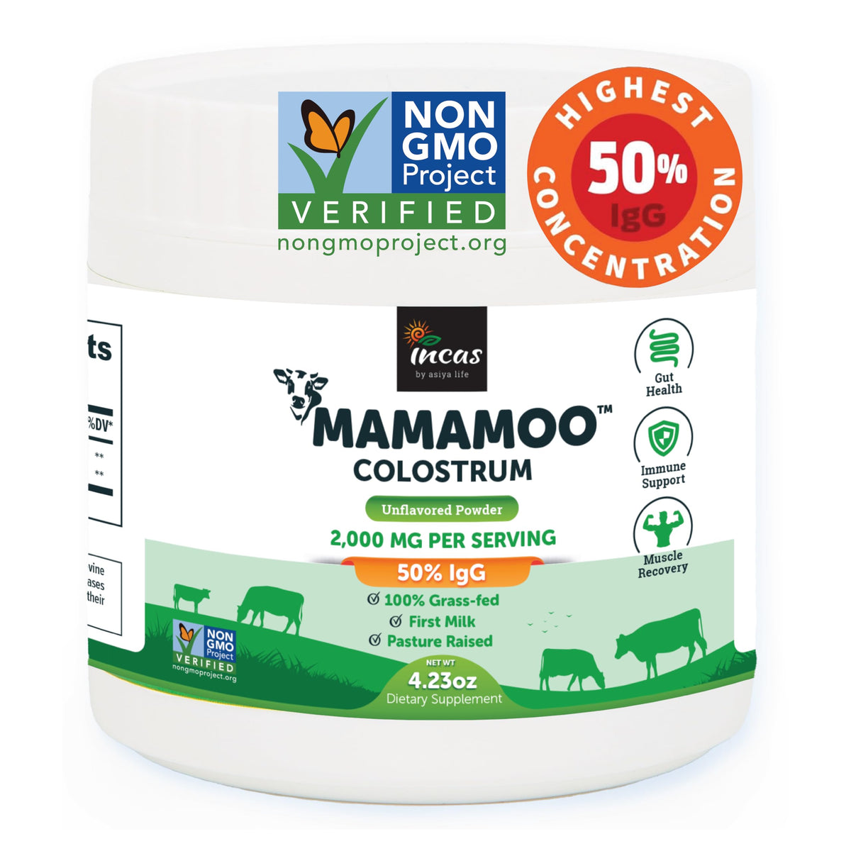 MamaMoo colostrum bottle pour shows pure grass-fed powder for daily gut support