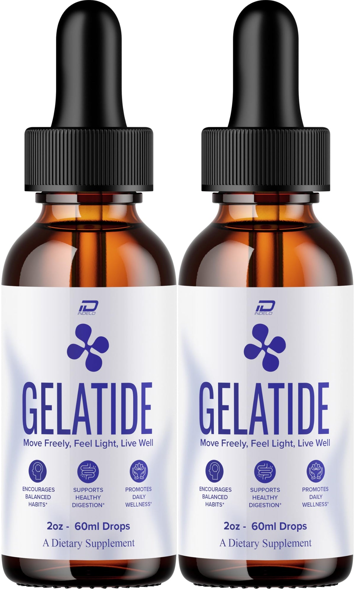 Indelo Gelatide Drops bottle front for daily wellness routine