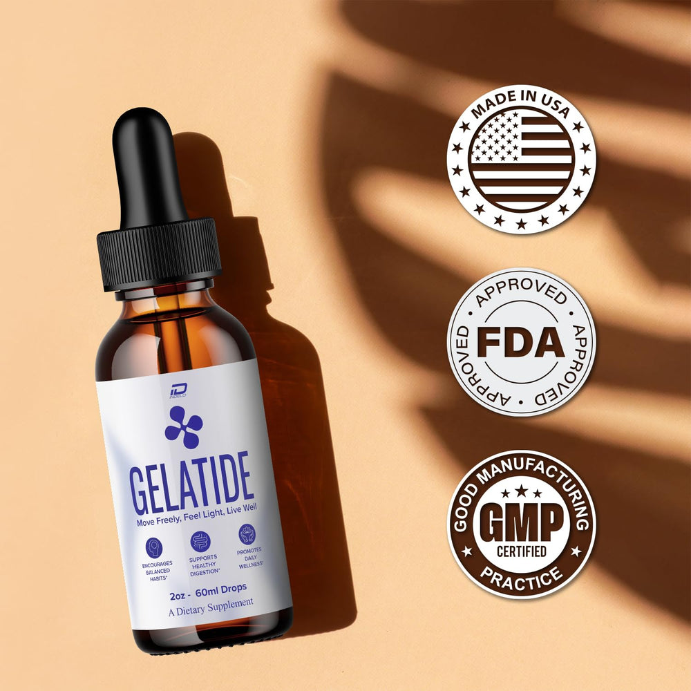Made in the USA seal on Gelatide Drops bottle.