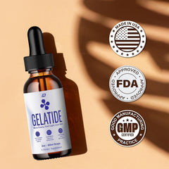 Made in the USA seal on Gelatide Drops bottle.