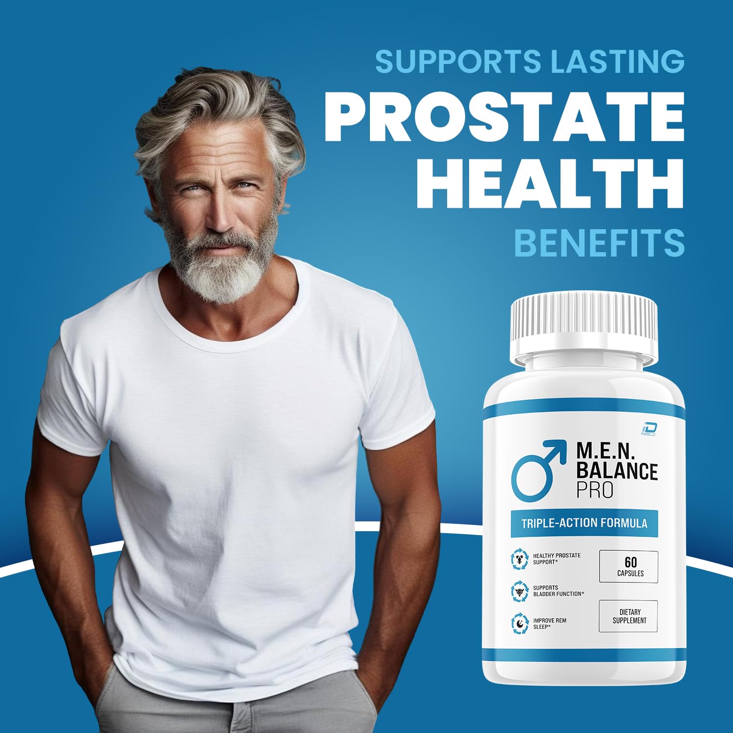 Indelo M.E.N Balance Pro packaging on display, convenient 3-pack option.