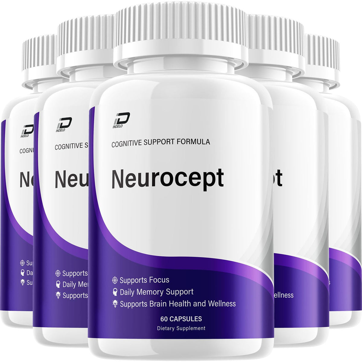 Indelo Neurocept bottle front view indicating focus support