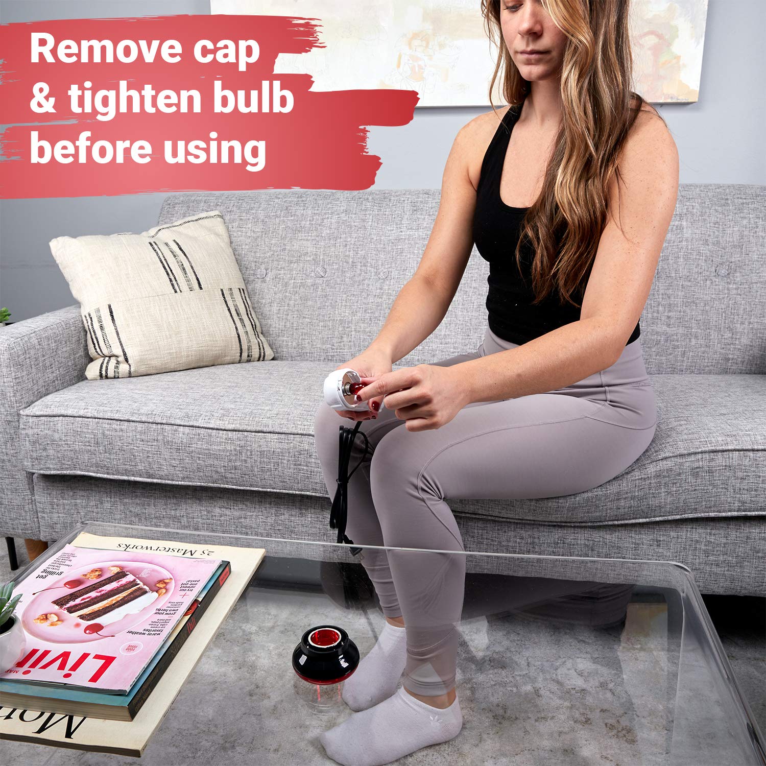 Infarex wand applied to knee or shoulder for localized warmth and comfort.