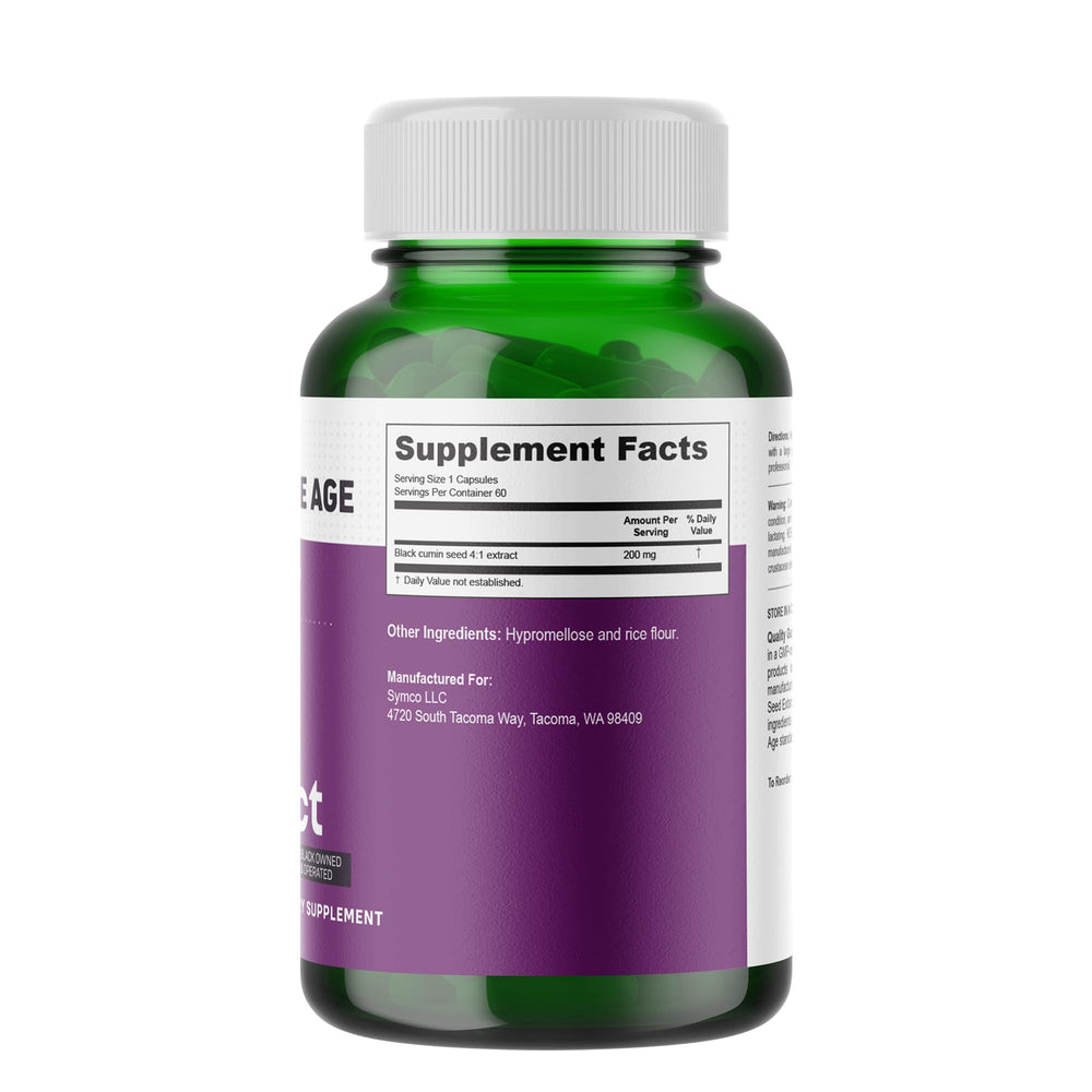 Infinite Age Nigella sativa capsules pour to show texture and potency.