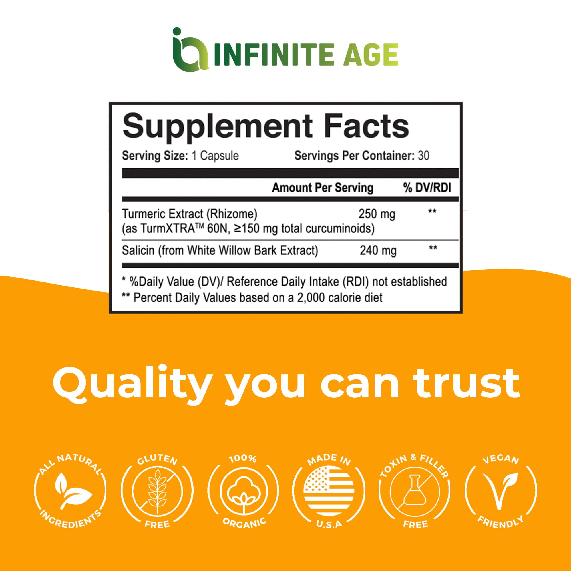 INFINITE AGE Infinite Relief packaging box with logo for premium wellness.