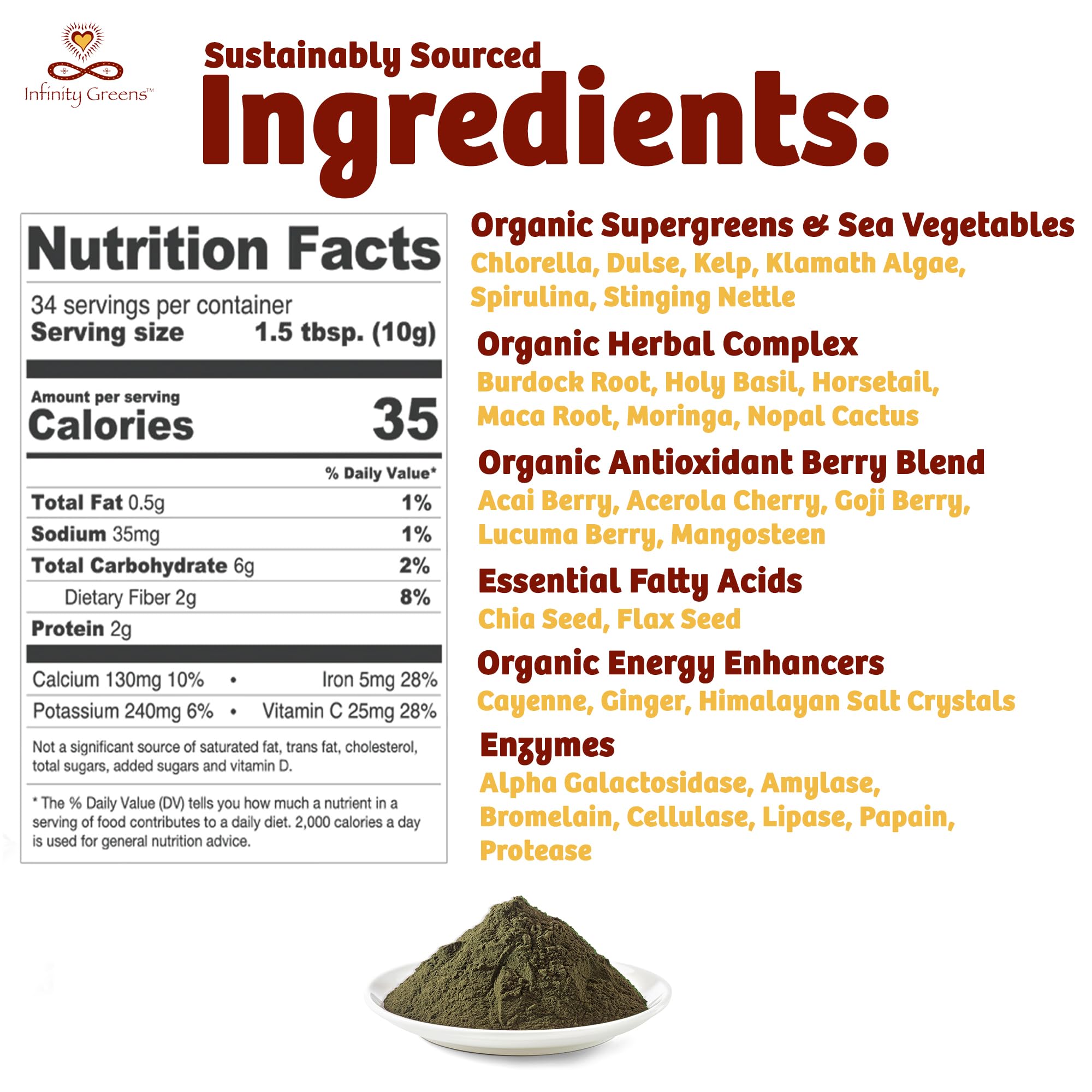 Infinity Greens glass with mixed drink emphasizing convenient daily nutrition