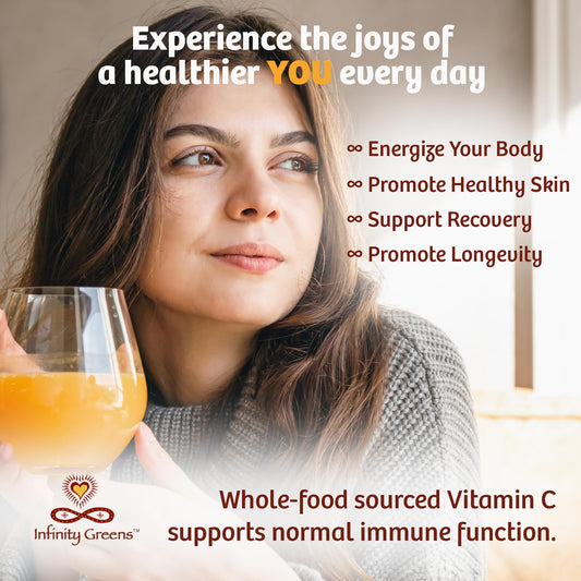 Acerola, camu camu, and amla powders blend in Infinity-C for natural vitamin C