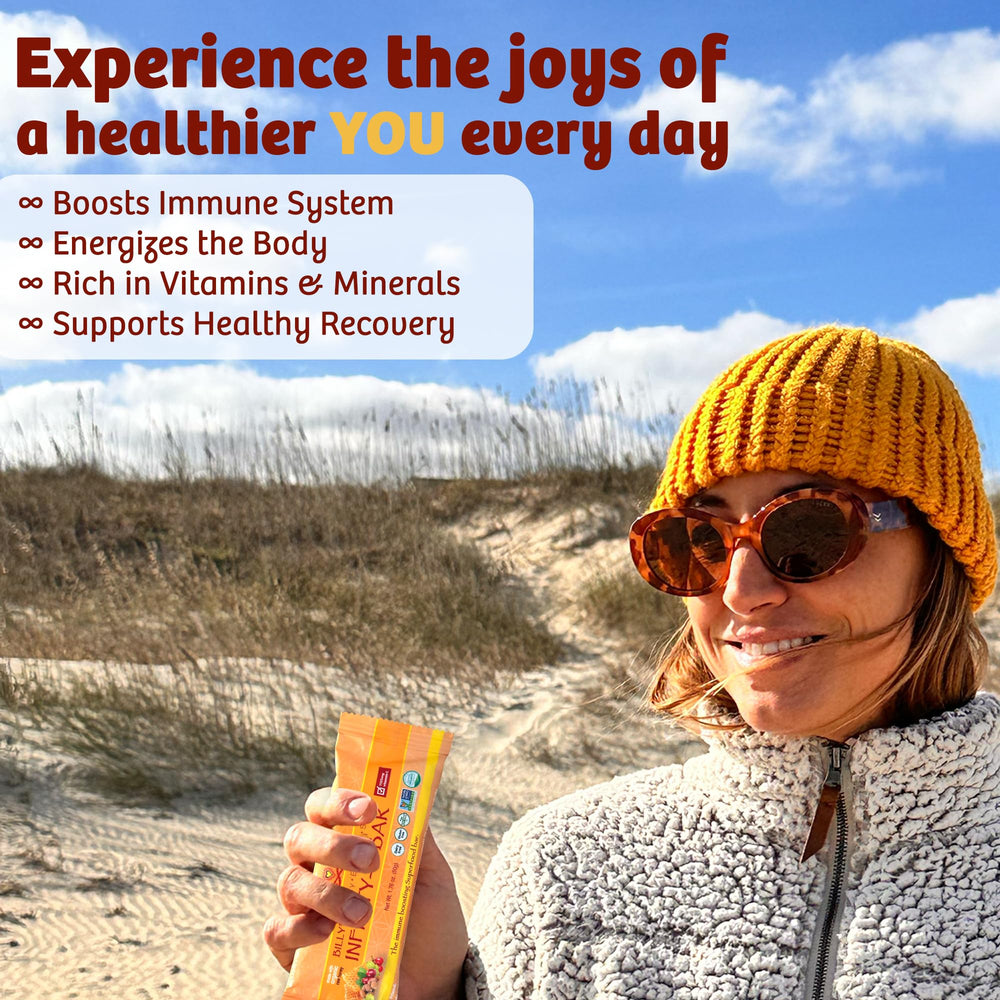 Infinity Greens Infinity C bar plant-based boost, great for vegan, gluten-free lifestyles.