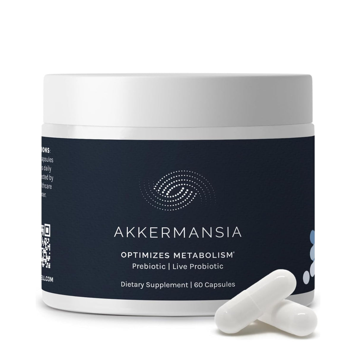 InfiniWell Akkermansia probiotic bottle showing the label, promoting gut balance.