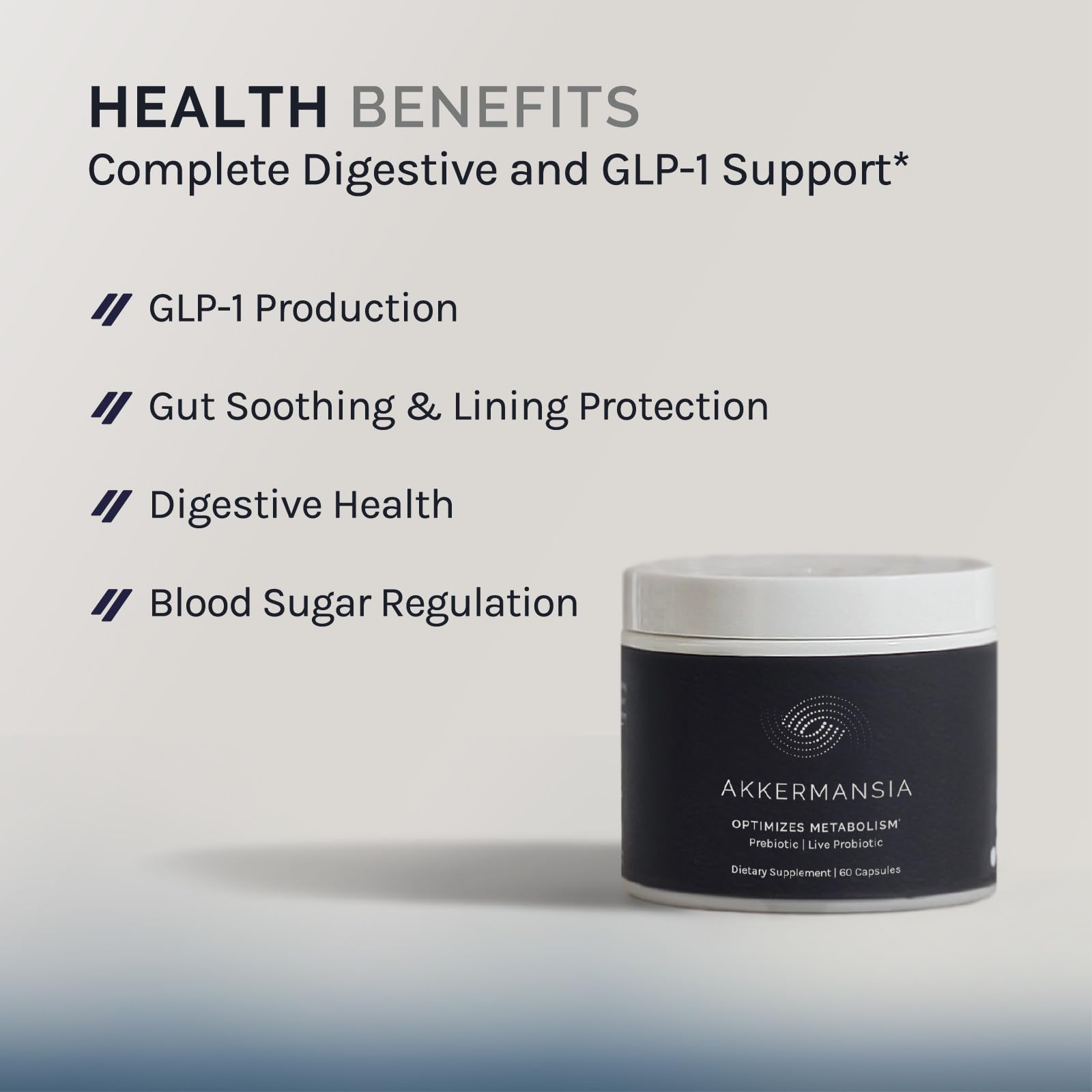 InfiniWell Akkermansia capsules closeup highlighting potent gut health benefits.