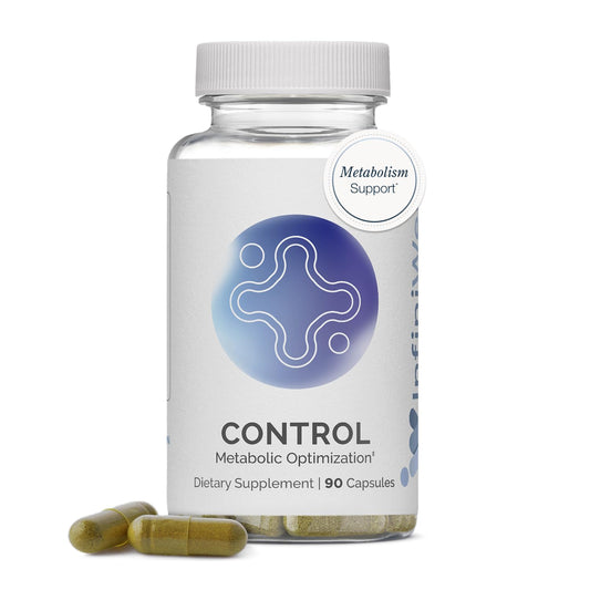 InfiniWell Control bottle-front view for daily metabolic support and steady energy.