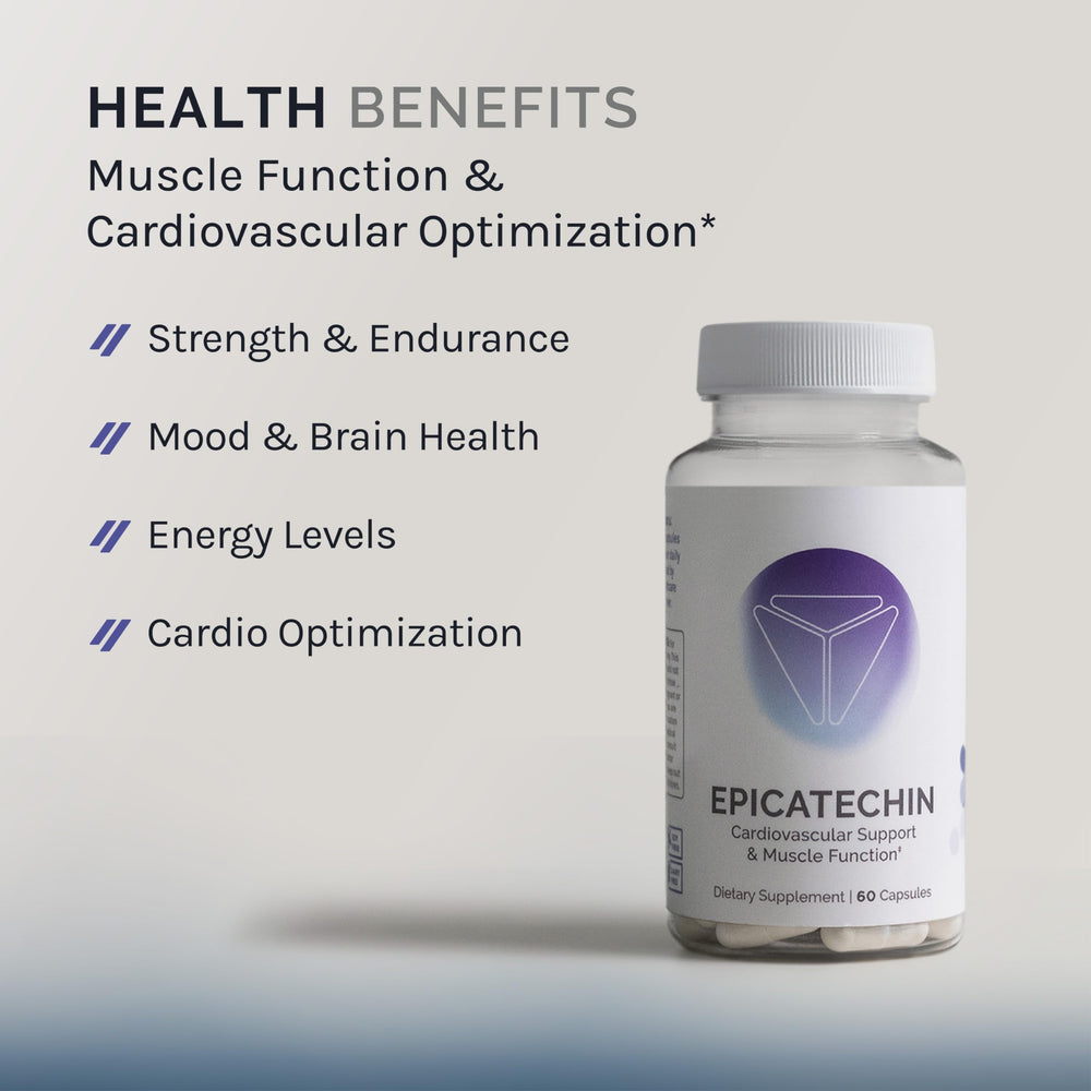InfiniWell Epicatechin capsules close-up highlighting antioxidant support for daily wellness.