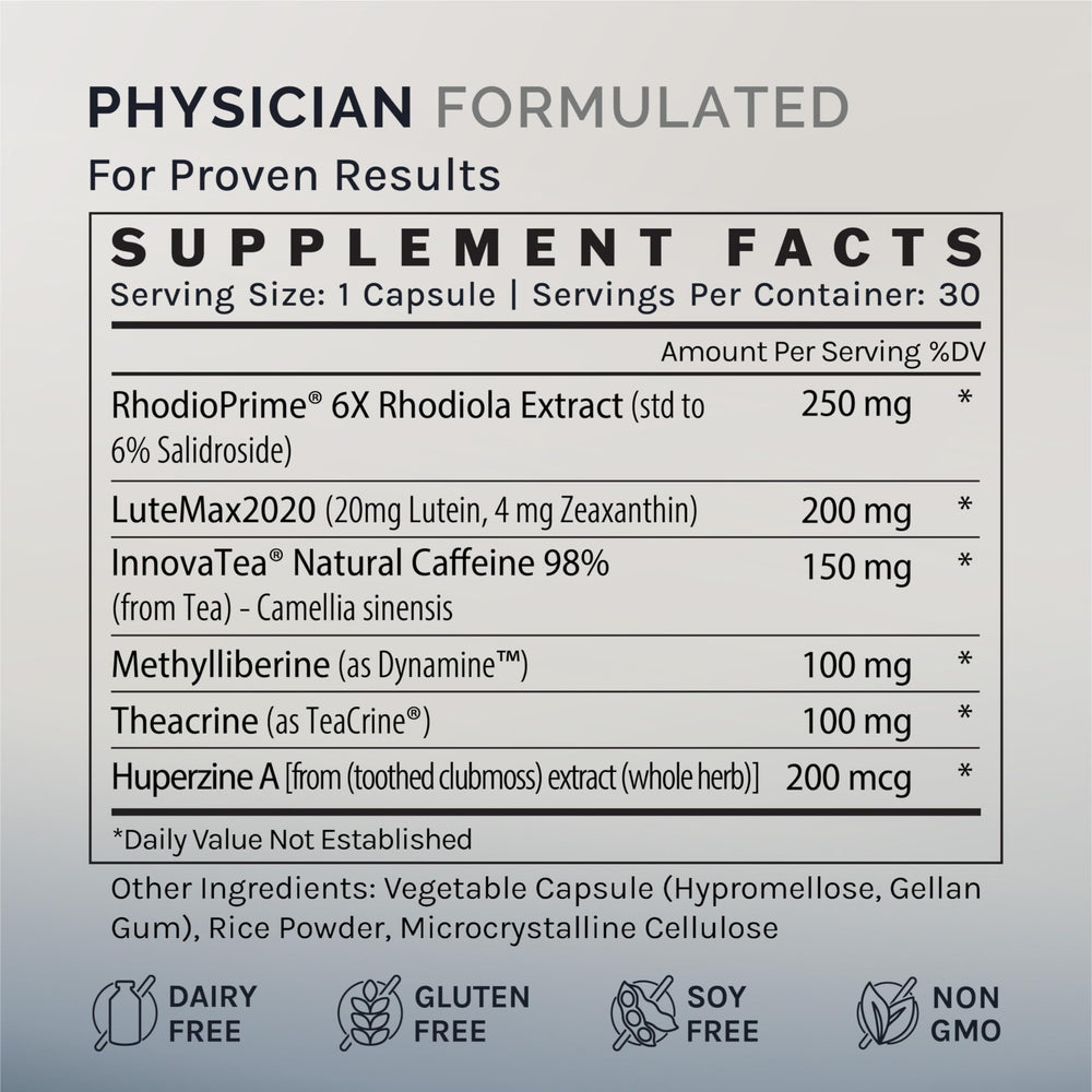 InfiniWell Focus capsule suggesting Dynamine for alertness and mental clarity.