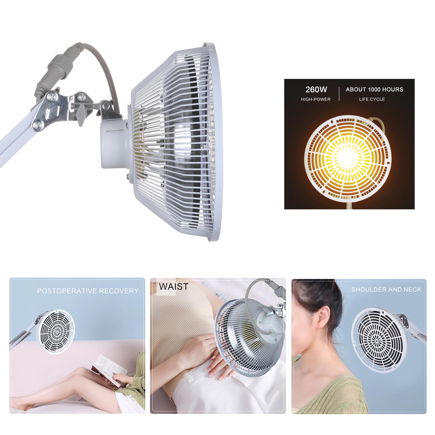 Infrared Mineral Heat Therapy Lamp full assembly ready for immediate use.