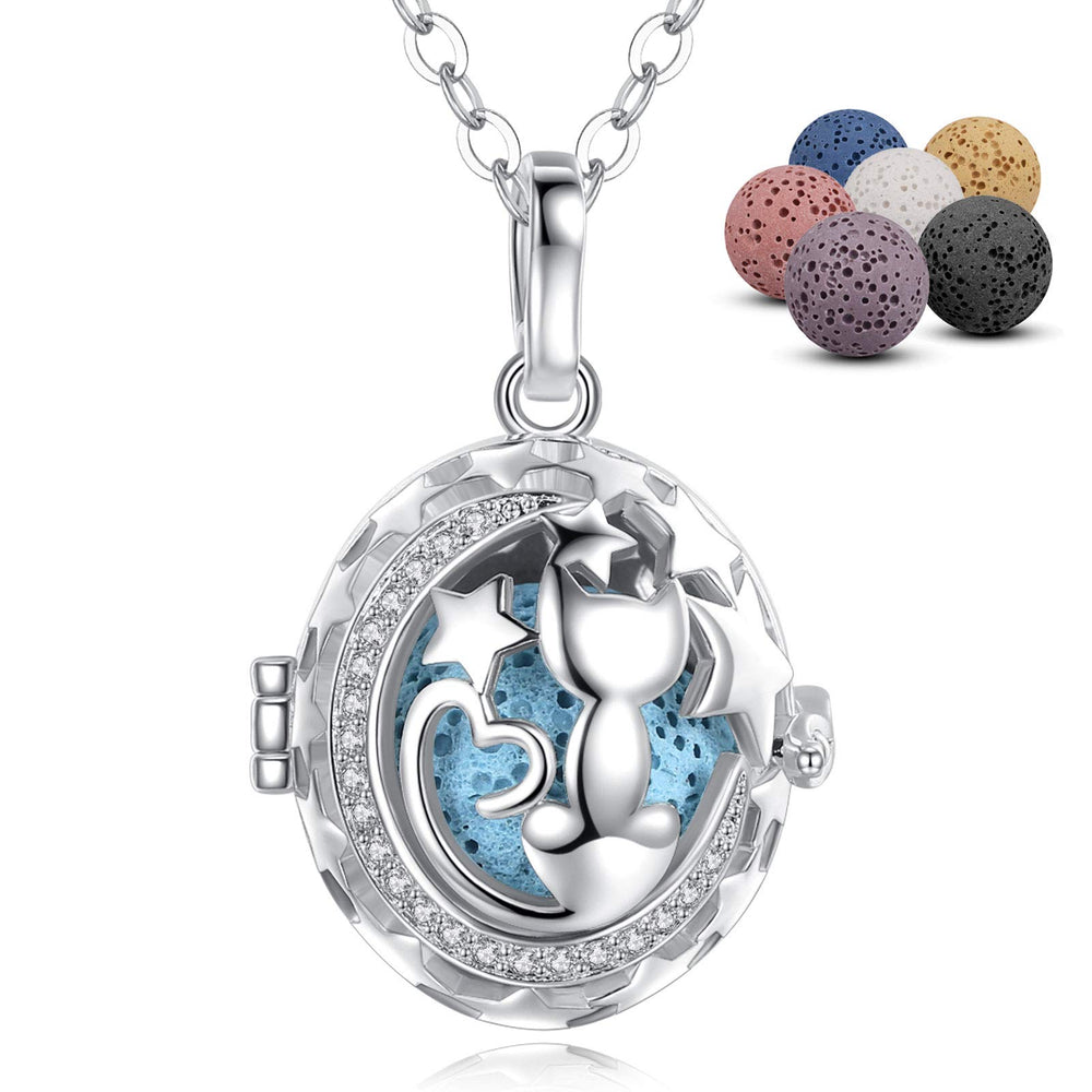 InfuseU Cat Diffuser Necklace lava pendant for on-the-go aromatherapy