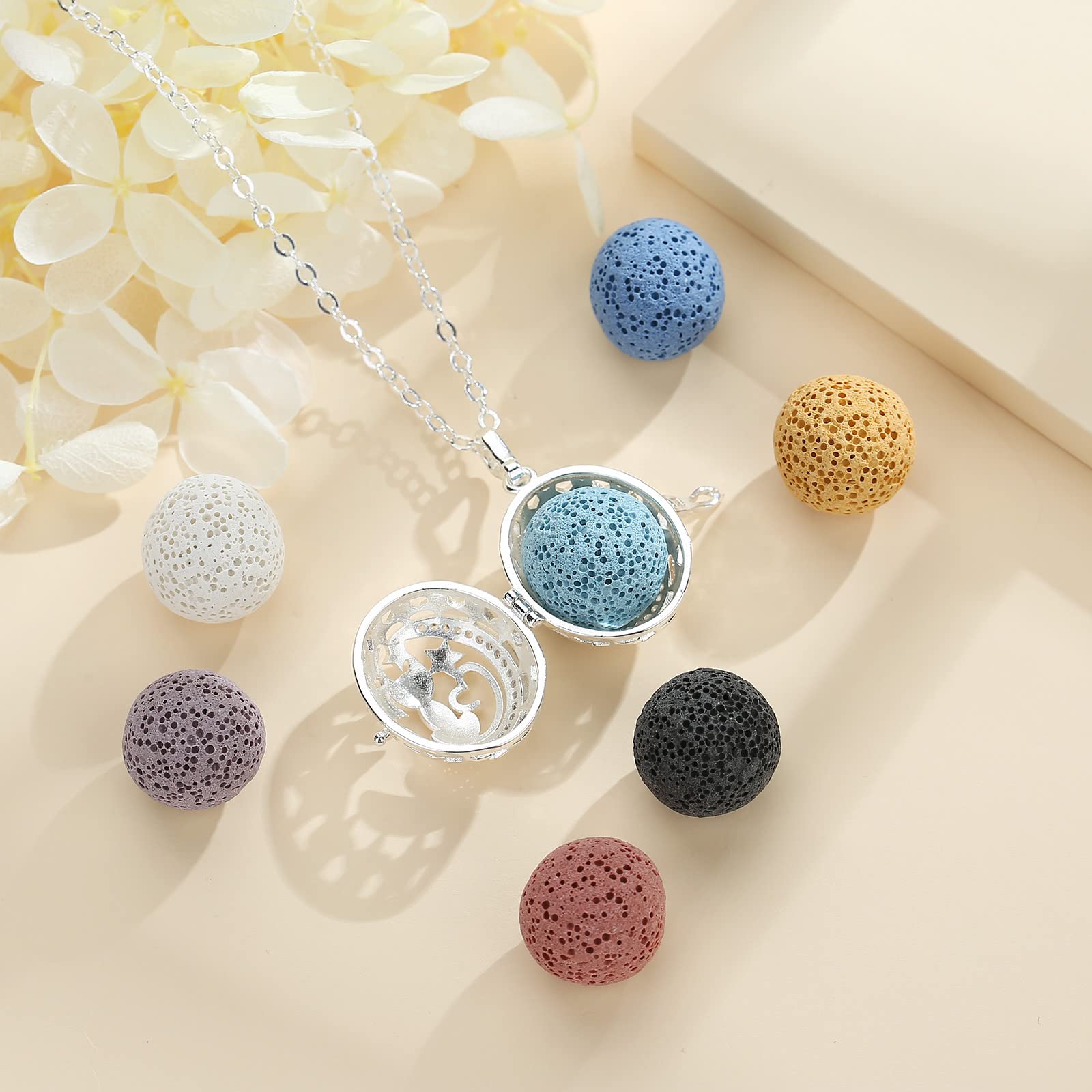 InfuseU Cat Diffuser Necklace moon and stars pendant design for daily aromatherapy