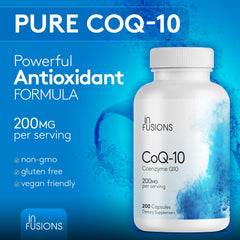 Infusions International CoQ10 capsules close-up emphasizing premium ingredients.