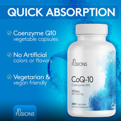 Infusions International CoQ10 200mg for daily routine, supports consistency.