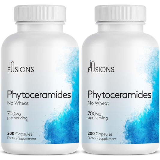 Infusions International Phytoceramides bottle pour shows high-strength 700mg capsules for skin support