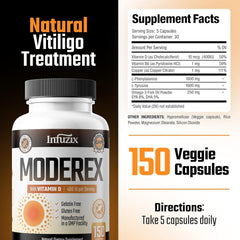 Infuzix Moderex ingredients panel lists vitamin D, B6, and copper.