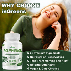 inGreens 25-in-1 polyphenols daily-use scene with capsules promotes routine.