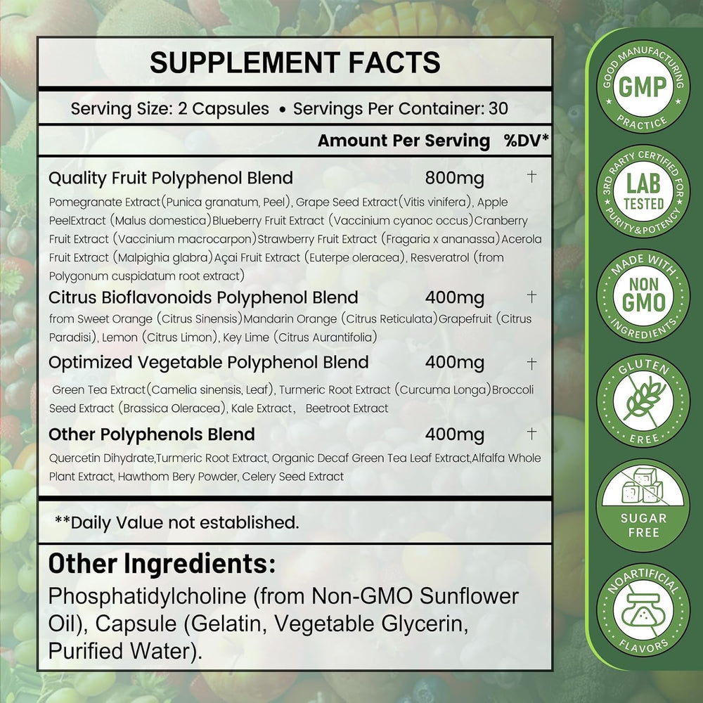 inGreens 25-in-1 polyphenols label detail shows clean vegan formulation.
